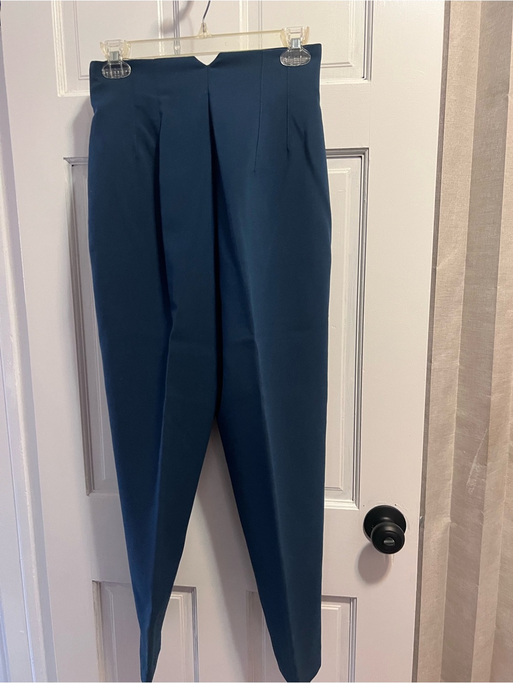 Zara Cropped Tailored Trousers in Teal Blue